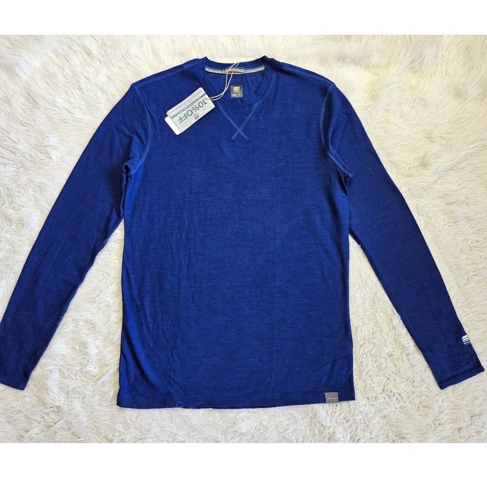 NWT Meriwool Layers mens  190g Blue 100% Merino Wool Long Sleeves Shirt Size S